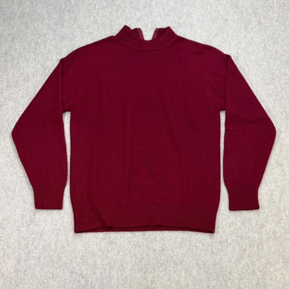 Vintage Sweater Mock Neck Womens XS Burgundy Designers Originals Preppy Academia